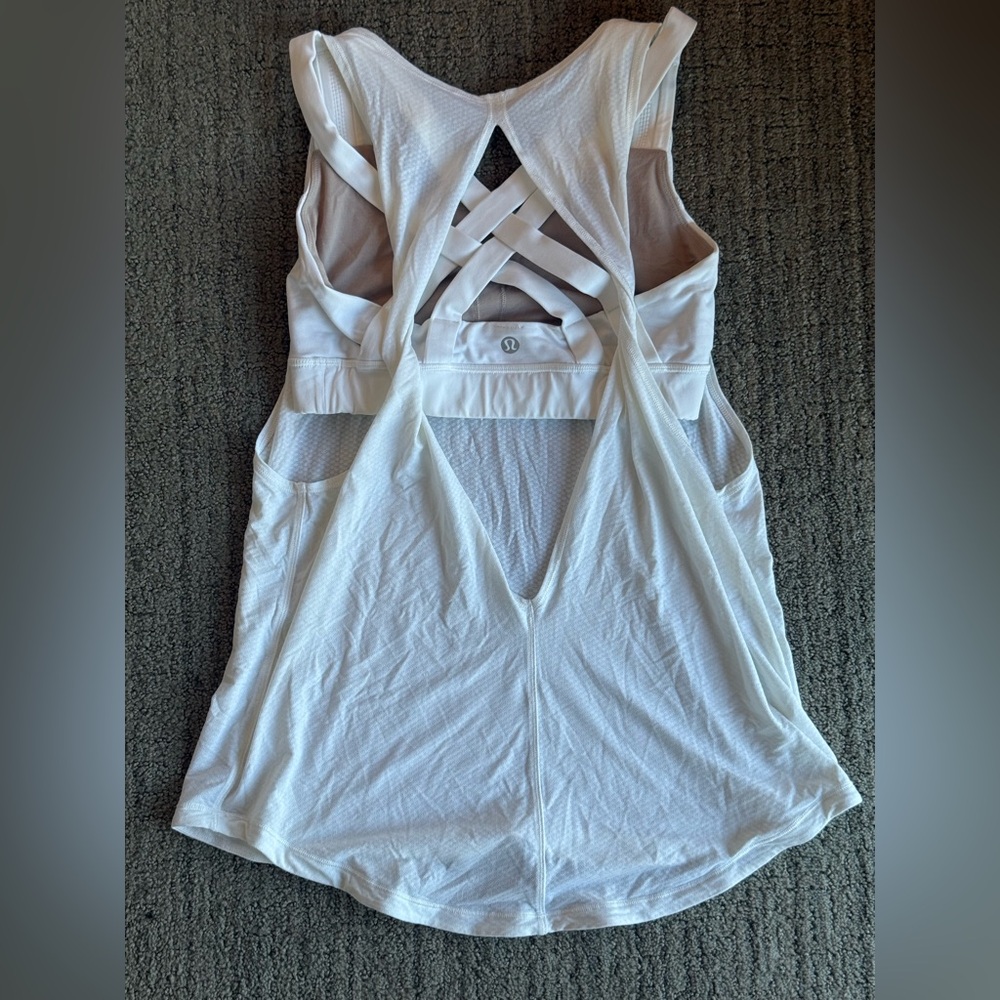 Lululemon Athletica White Crisscross Tank Top
